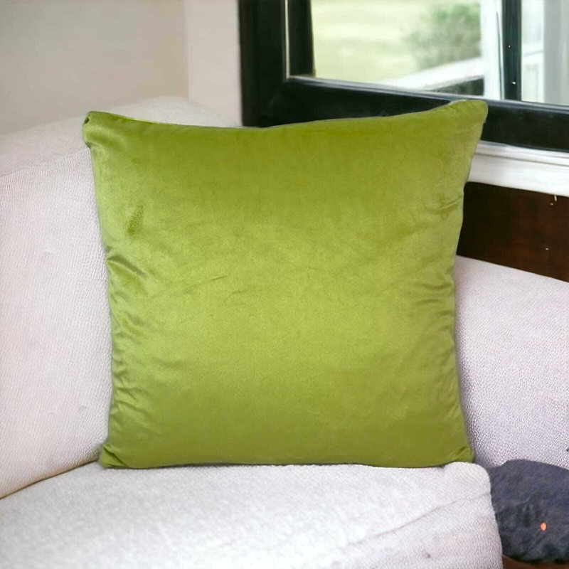 Large Big Cushion Covers Velvet Extra Soft 22 X 22" In 55 x 55 cm - Lime Green, Ochre H-3