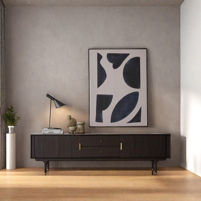 Meuble télé élégant avec texture fine, Noir, noir, noir, noir, 70.87"
