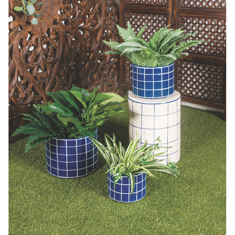 Ensemble de 3 vases de table Crete, Bleu / Blanc