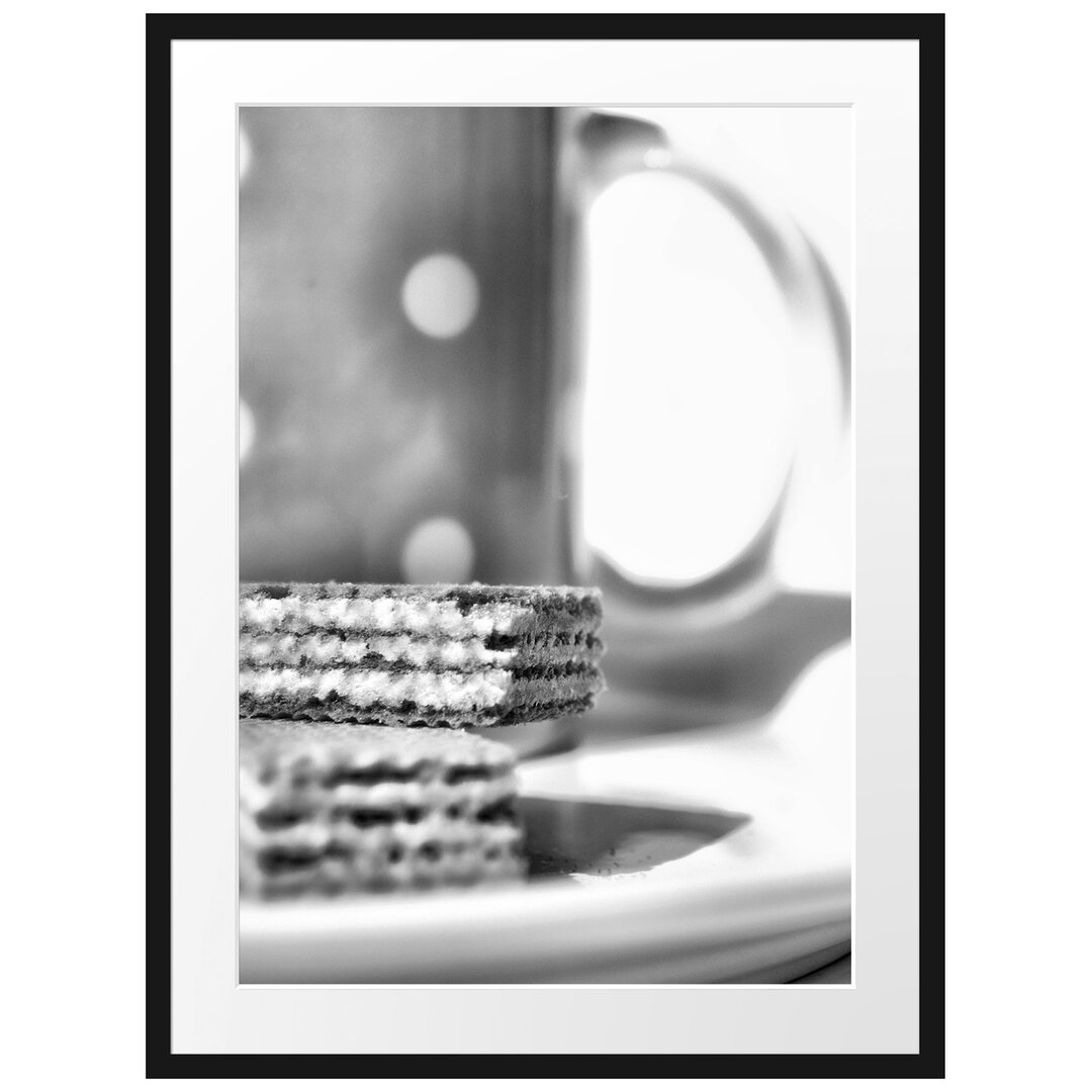 Gerahmtes Poster Kaffee und Waffeln