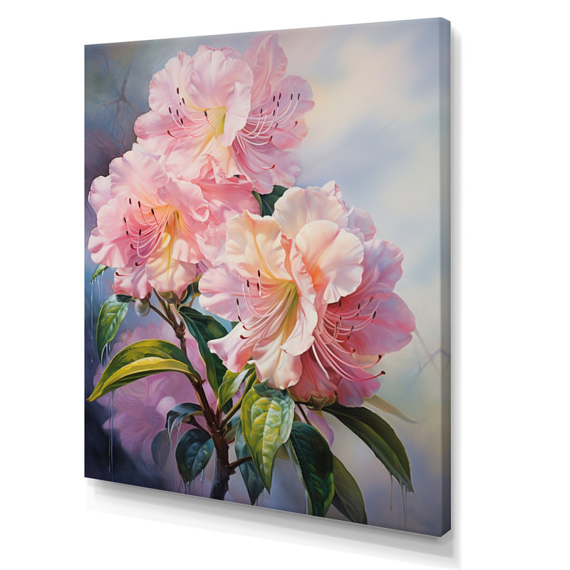 Rhododendron romantique bouquet rose III sur toile, H 20 po x l 12 po x P 1 po