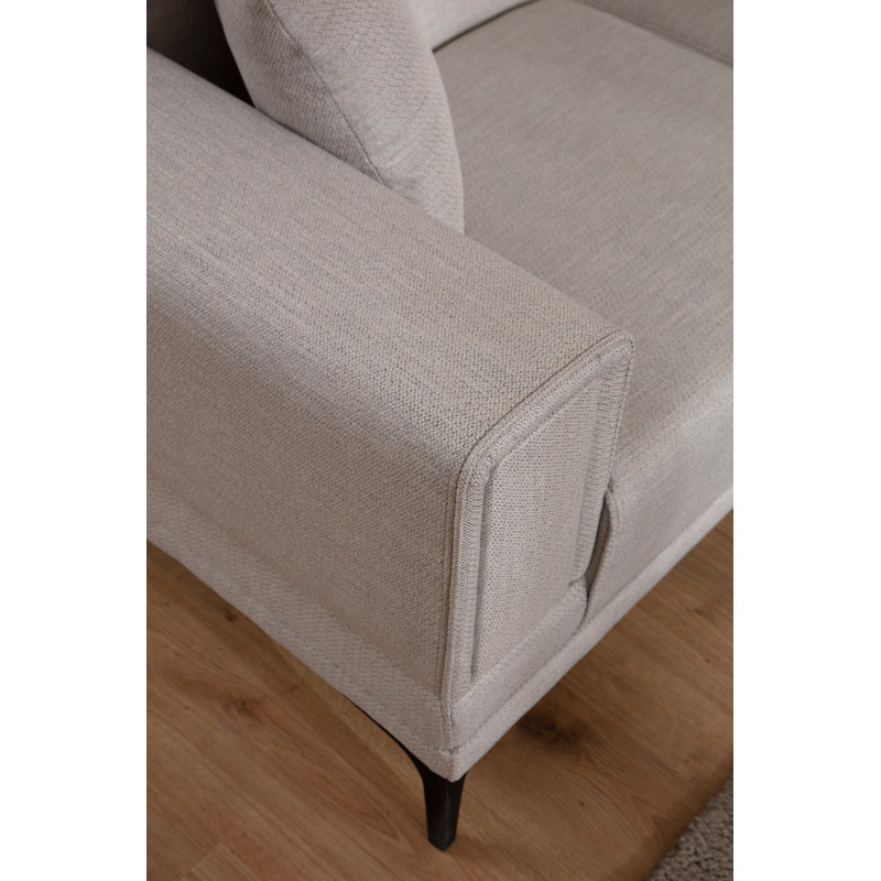 Canapé-lit 3 places, couleur écru, 90,6 po x 37,4 po x 30,3 po | Structure en bois de hêtre durable et en carton, tissu 100% polyester, mécanisme de dossier pivotant | Coussins en mousse et plumes gris doux, entretien facile et conception moderne