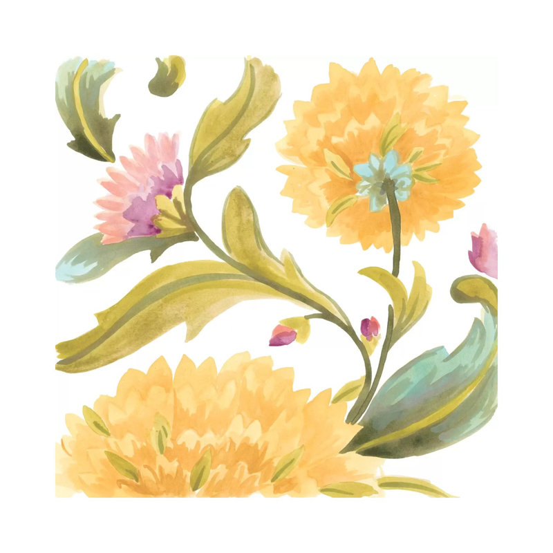 Abbey Floral Tiles III by June Erica Vess - Wrapped Canvas Painting, 30.48 cm H x 30.48 cm W