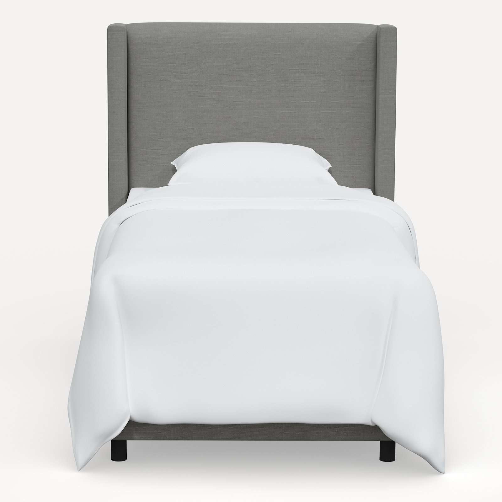 Hanson Linen Upholstered Wingback Bed, Twin, Classic Grey Linen