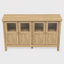 Buffet en bois naturel de 55,1 po de largeur avec 4 portes en acrylique et tablettes réglables