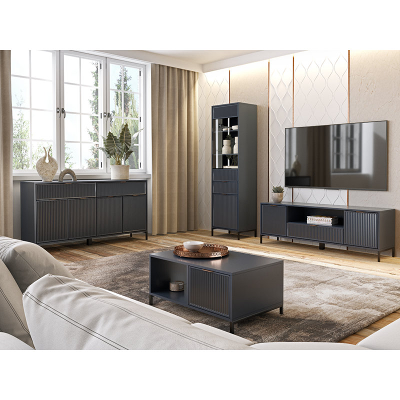 Four Leg Coffee Table with Storage, Indigo