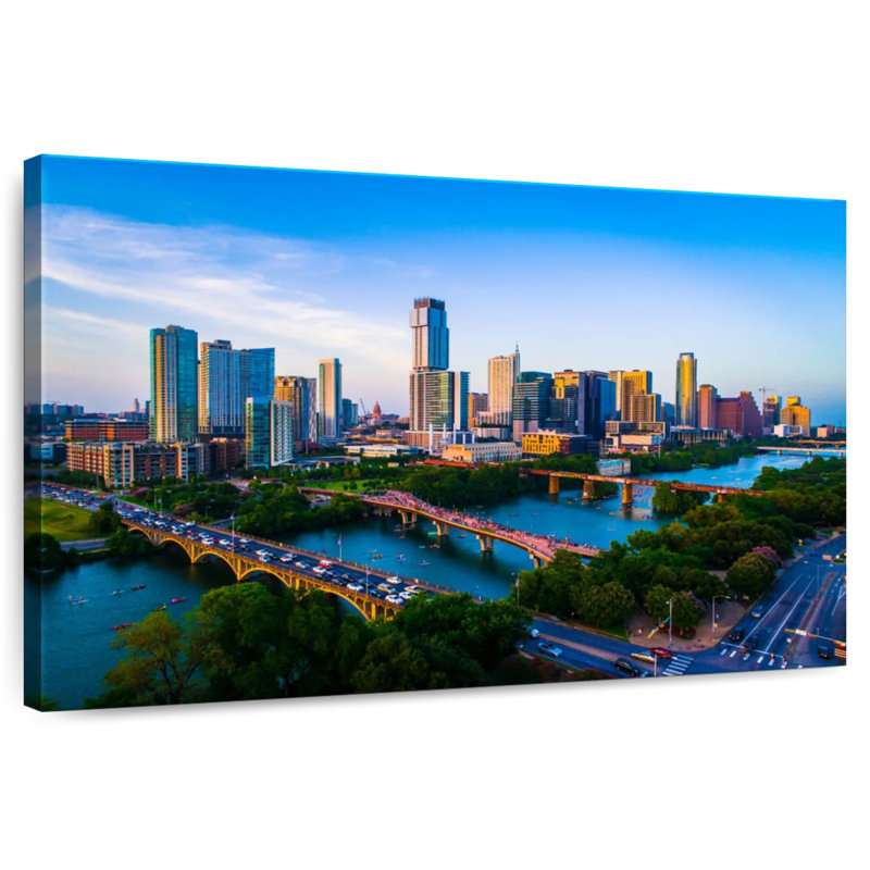 Austin Aerial View, 30" H x 45" W