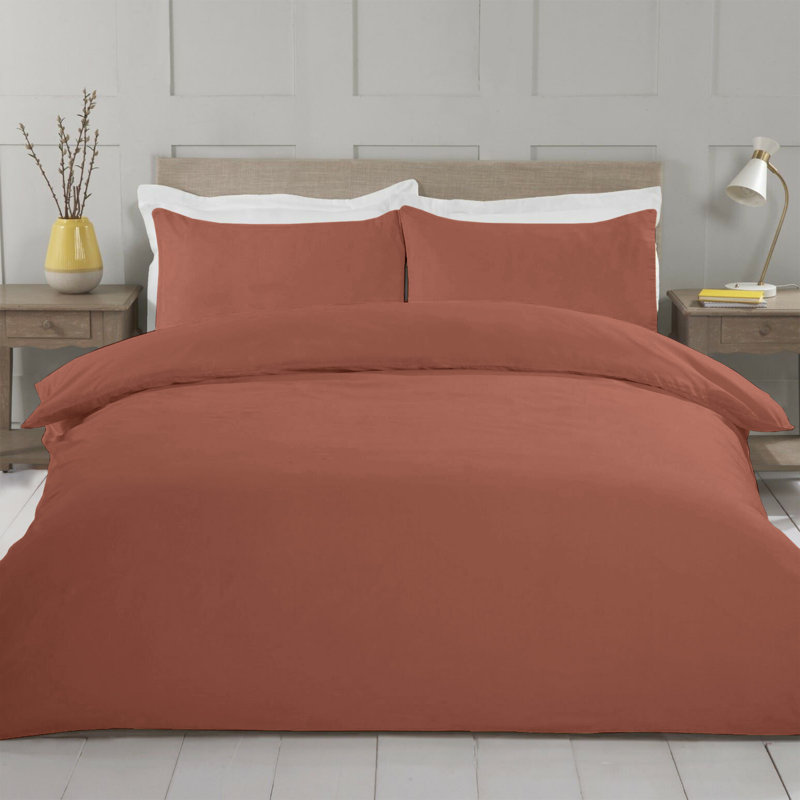 Microfiber No Pattern Duvet Cover Set with Pillowcases, Peach, Super King Duvet Cover Set + 3 Additional Pieces