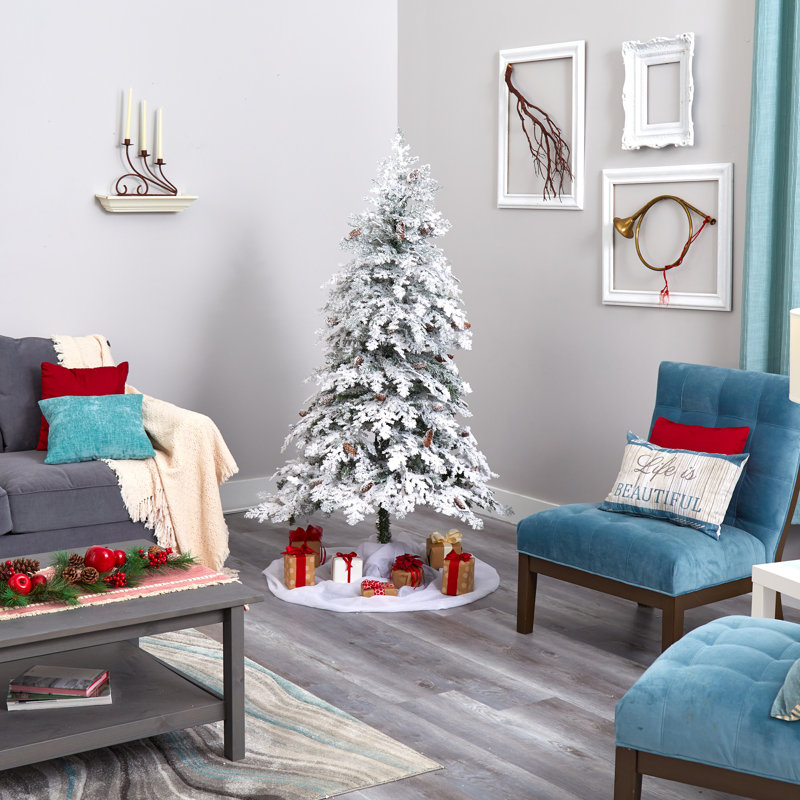 Arbre de Noël artificiel enneigé avec lumières DEL, H 6 pi