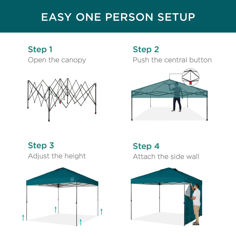 Cerulean 10x10ft Pop-Up Canopy Tent with Side Wall and Storage