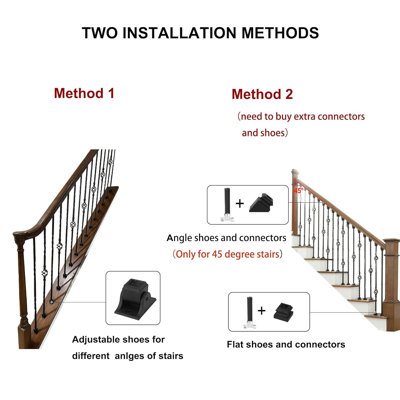Square Hollow Stair Spindles 1/2" Metal Balusters With Swivel Shoes (Set of 15)
