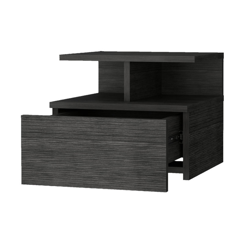 Table de chevet flottante à 2 niveaux, Gris foncé
