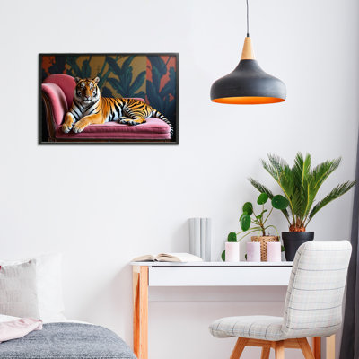 Exotic Tiger Lounging Framed Giclee, design by Lettered and Lined