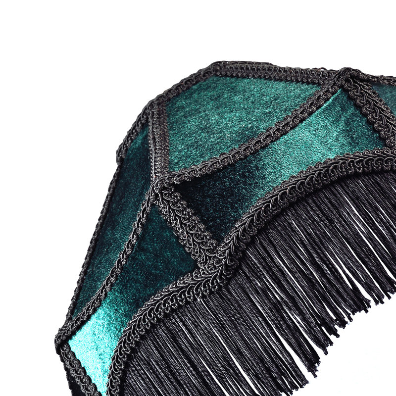 19cm H Velvet Empire Lamp Shade ( No Direct Attachment Method ), Dark Emerald