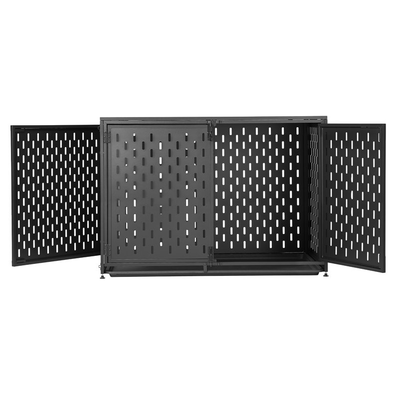 Cage pour chien de 107 cm (42 pouces), robuste, pour chiens de petite et moyenne taille. Cage en acier avec table d'appoint, 3 portes, plateau amovible et fermetures sécurisées, noire.