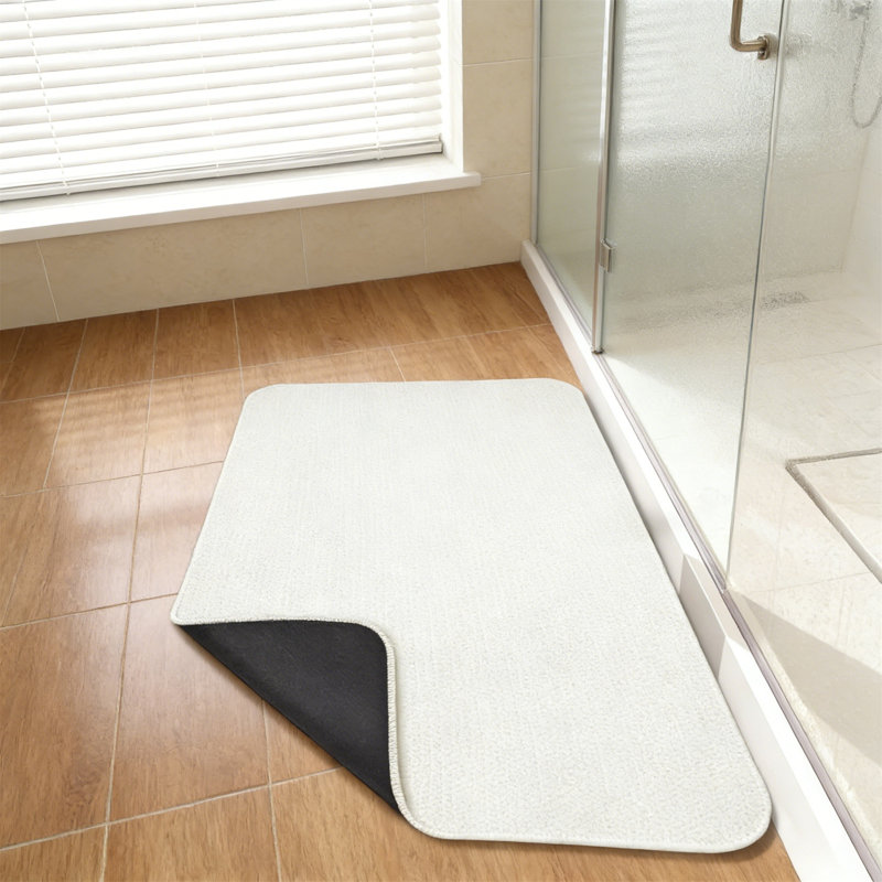 Cream Ultra Thin Quick Dry Non-Slip Bath Mat, 17X27 Inch For Bathroom, Single- 27" L x 17" W, Cream