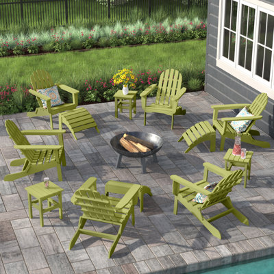 Chaise Adirondack pliante en plastique / résine avec repose-pieds et table Leighton