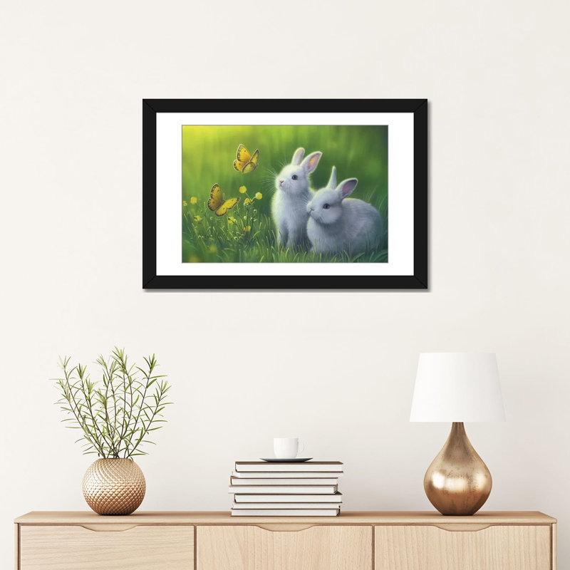 « buttercups », impression sur toile, H 16 po x l 24 po x P 1 po, Papier d'art encadré noir, Blanc
