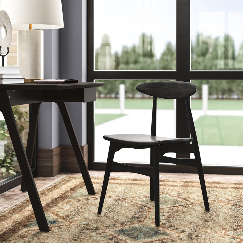 Surf Solid Wood Dining Chair, Charcoal Black