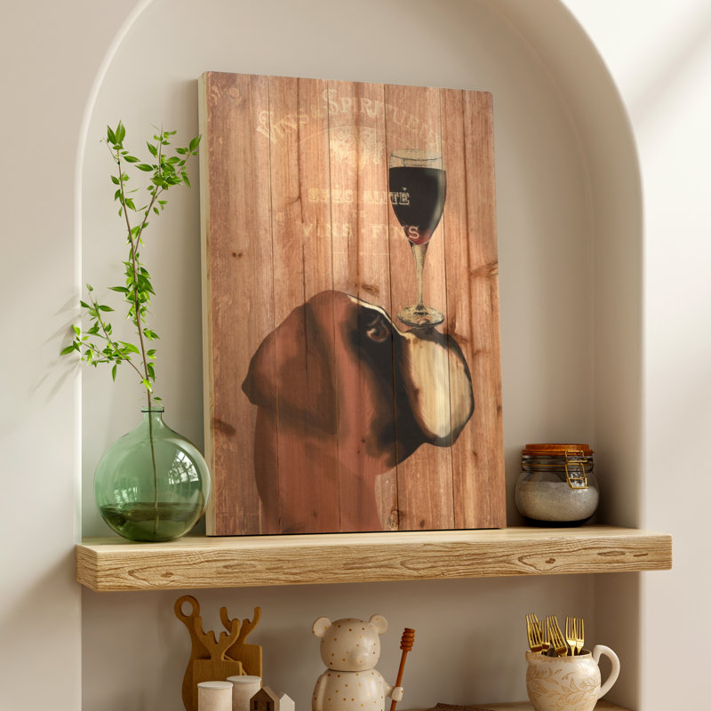«Dog Au Vin Boxer», affiche vintage sur bois