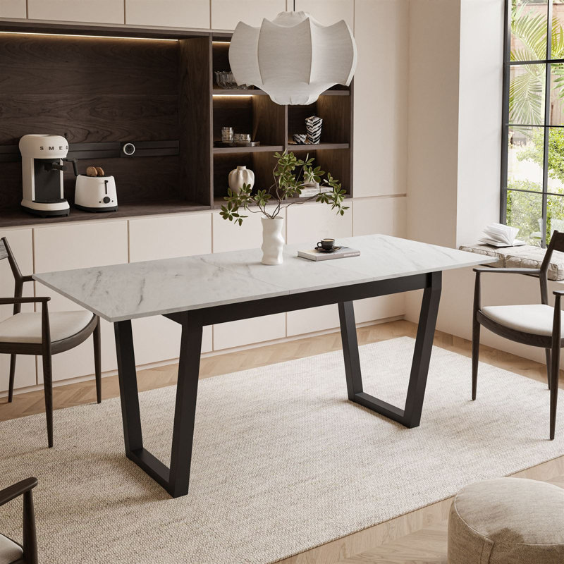 Extendable table ARTON II  140 cm,  "V" legs, Levanto Marble, Black