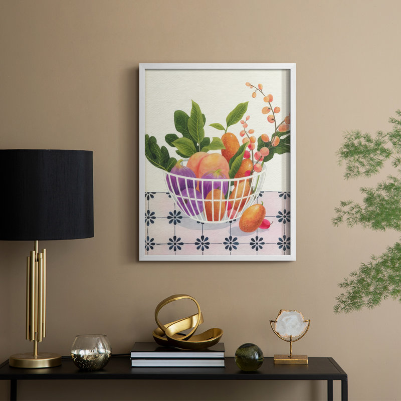 «Bright Fruit II», reproduction encadrée - bois massif, H 15 po x l 12 po, Blanc