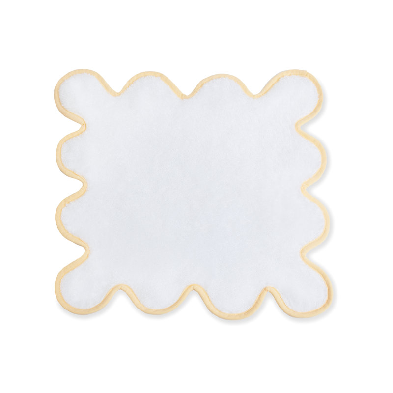 Scalloped Hand Towel, White/Yellow, Washcloth
