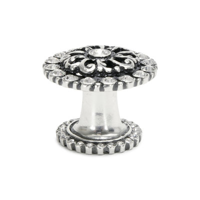 Caché medium round knob with halo platform with Swarovski Clear Crystalsin Antique Brass