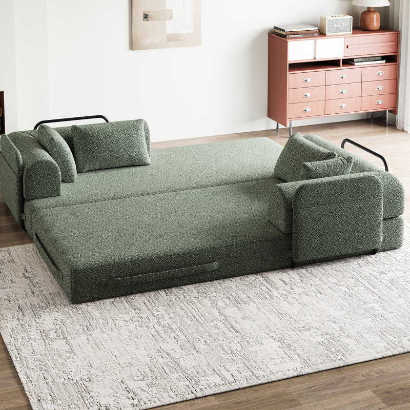 Canapé-lit convertible moderne avec coussin cylindrique, canapé-lit pliant avec poche latérale, canapé-lit pour salon, Vert