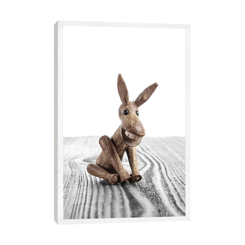 Zooline White Donkey - Print on Canvas, 66.04 cm H x 45.72 cm W, White Framed