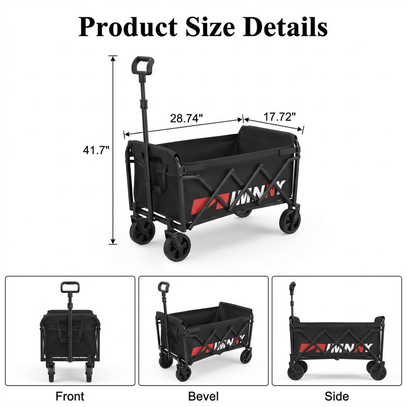 Chariot utilitaire pliable avec roues robustes et conception pliable