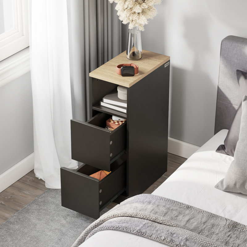 20cm W Bedside Table, Black