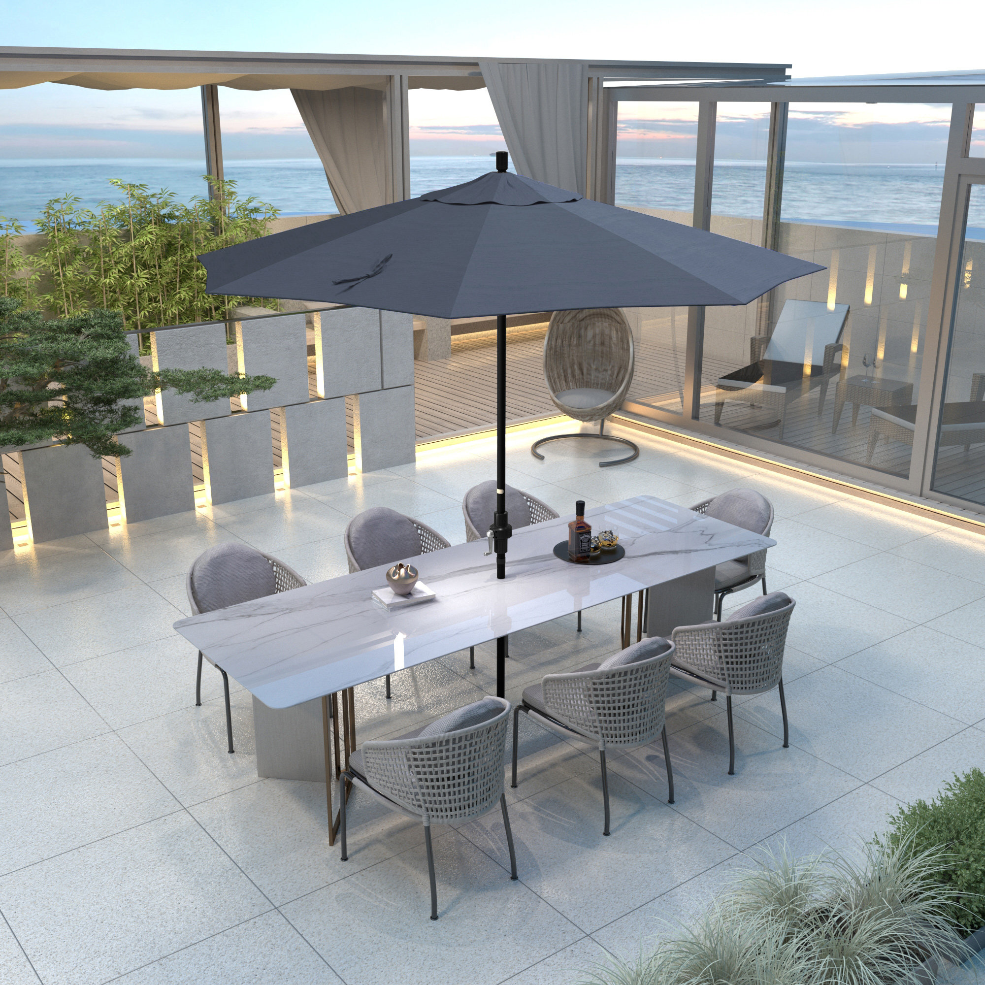 Savi 108'' Outdoor Umbrella, Sapphire Performance Canvas
