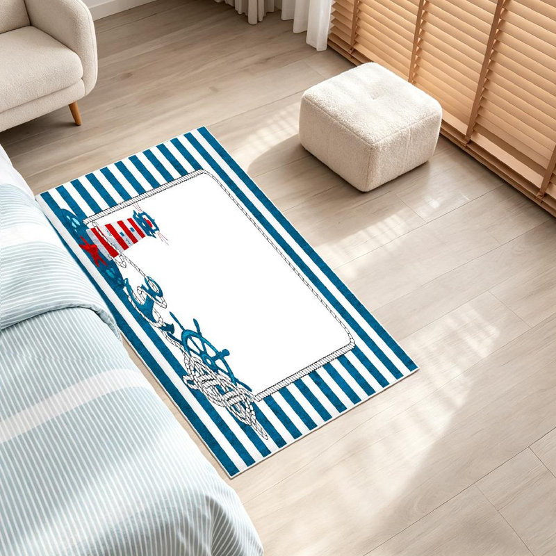 Tapis d'intérieur transparent bleu marine lavable à la machine, Rectangle 32 po x 47 po