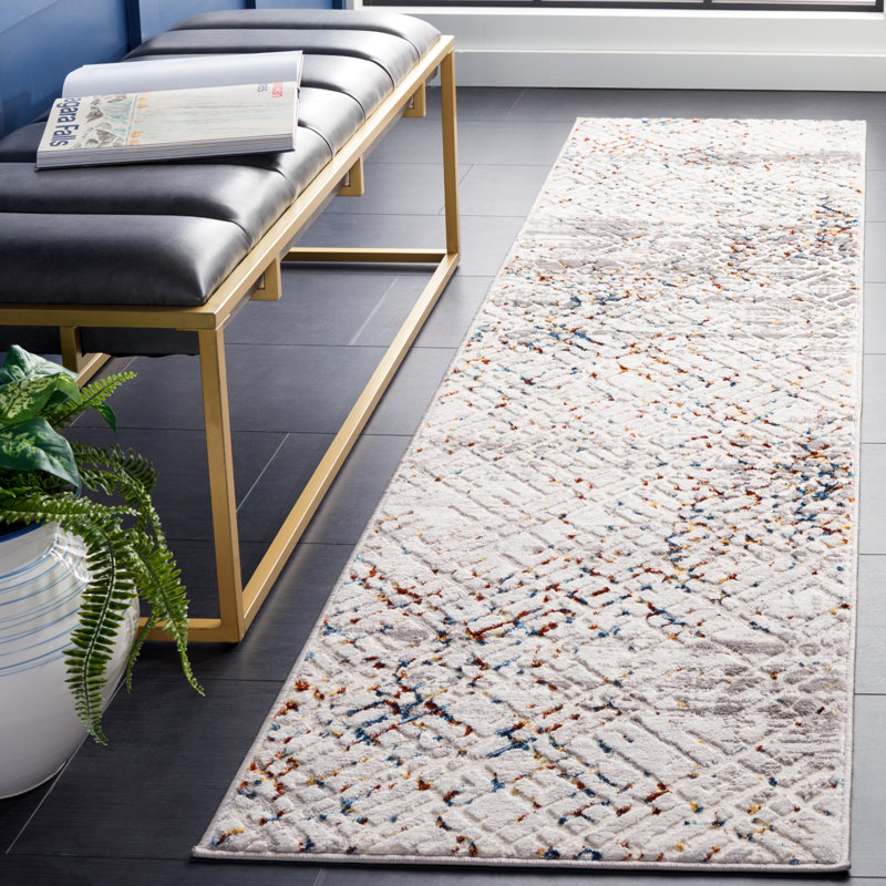 Tapis gris / gris clair Minyard 275, Tapis de couloir 2 pi x 8 pi