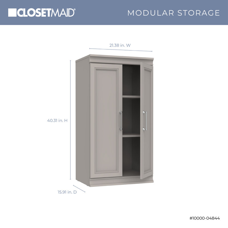 Modular Storage 21.38" W 3 Shelf Storage with Doors, Grey