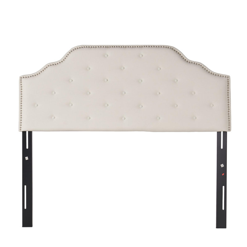 Brooke-Elise Upholstered Metal Panel Headboard, Beige, Full / Queen