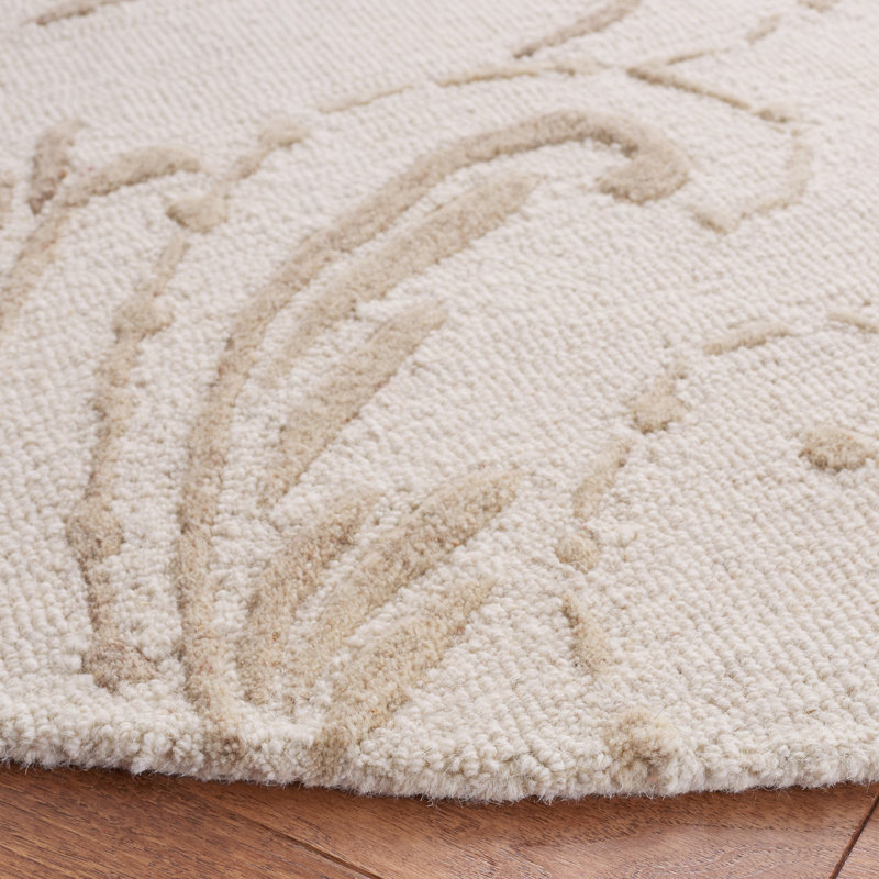 Jardin Hand Tufted Wool/Cotton Floral Rug in Ivory/Beige, Rectangle 3' x 5'