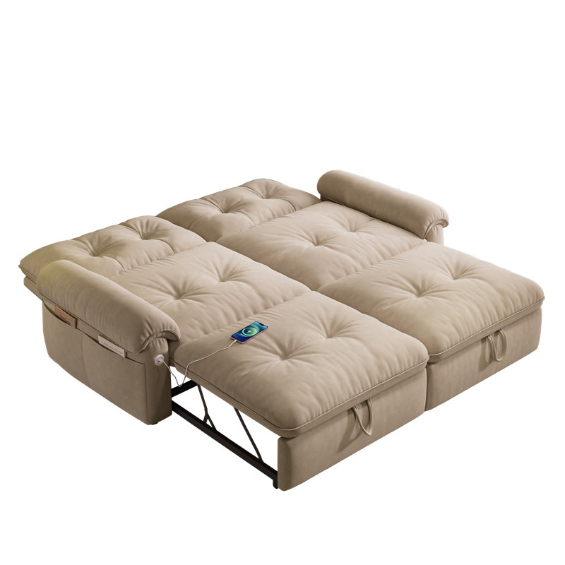 77'' Wide Convertible Sofa with Adjustable Back, Brown