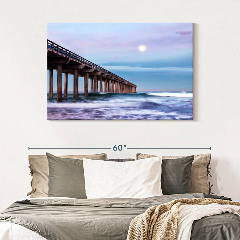 Plein lune au-dessus de Scripps Pier, H 32 po x l 48 po