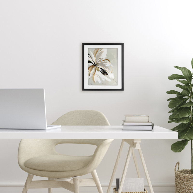 Impression expressive encadrée de fleurs de Cornelia sous verre, design par Design Fabrikken, Cadre noir minuit