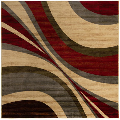 Tapis contemporain Samiyah de couleur beige tourbillonnant