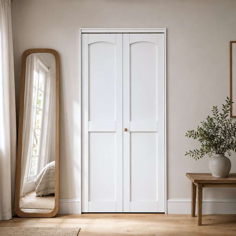 Porte pliante 30 po x 80 po à base solide et apprêtée blanche avec trousse de quincaillerie d'installation, 30 po x 80 po