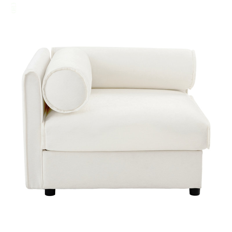 24 - Canapé de coin - Blanc, Chenille blanche