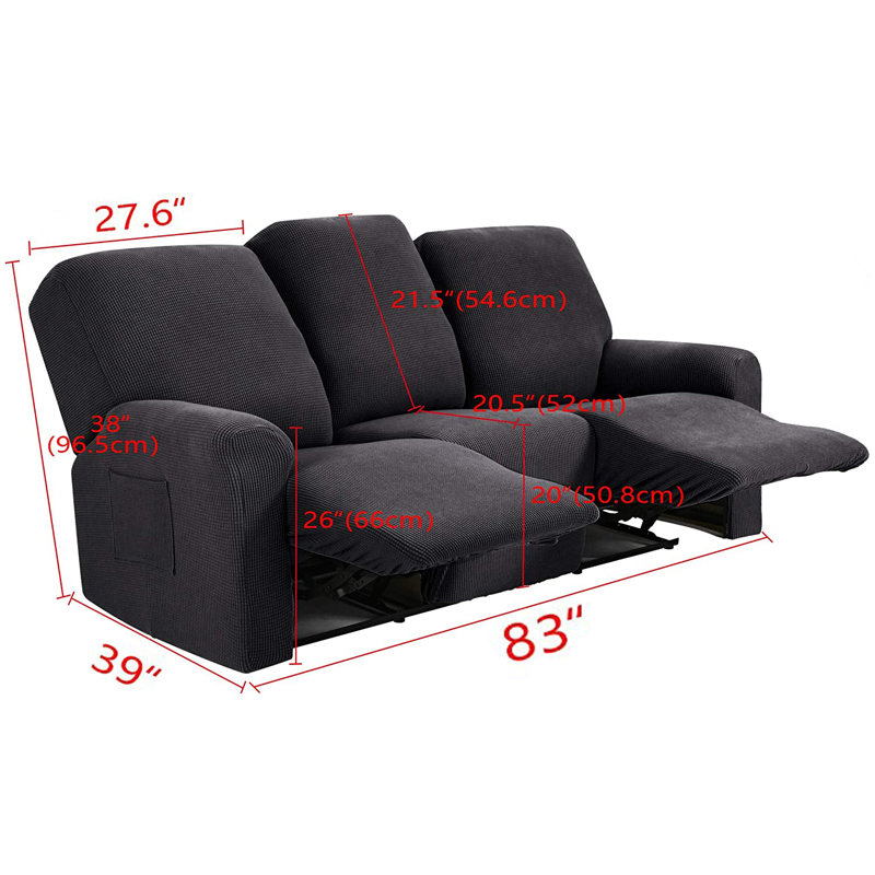 Housse pour fauteuil inclinable à coussins carrés/rectangulaires, Mélange de polyester rouge