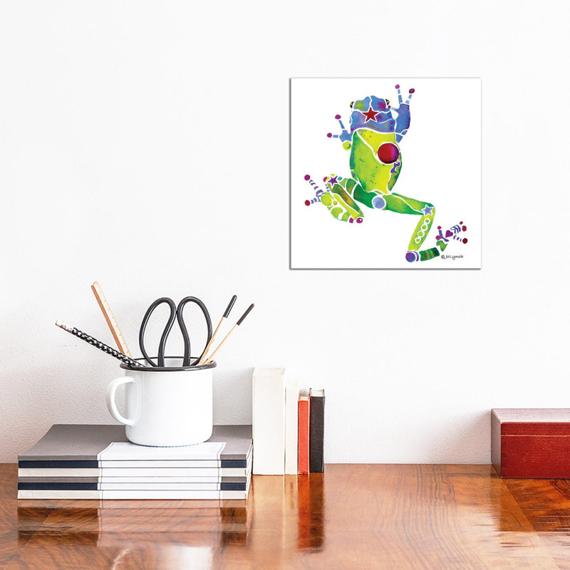 Frog Spring Green by Jo Lynch - Wrapped Canvas Gallery-Wrapped Canvas Giclée, 30.48cm H x 30.48cm W