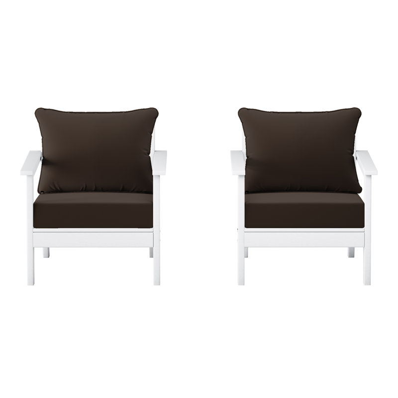 Chaise profonde avec coussins (ensemble de 2), Brown, Blanc