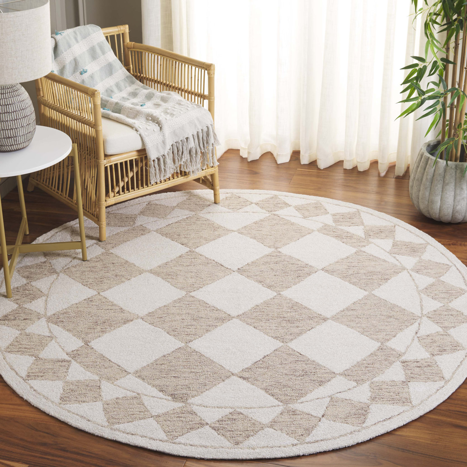 Claude Hand-Woven Geometric Rug, Round 6'