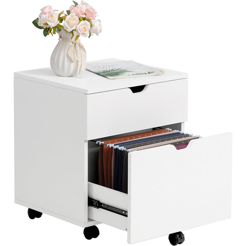 Armoire sous le bureau à 2 tiroirs en bois, rangement roulant pour ...