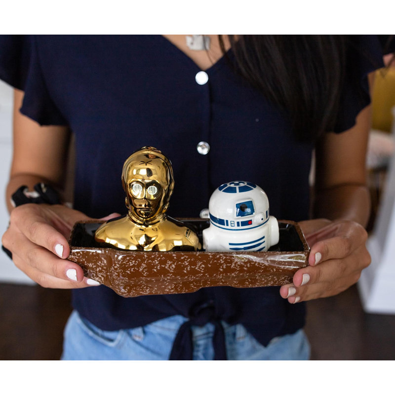 Ensemble de shaker en céramique Star Wars C-3po et R2-d2 avec plateau d'exposition